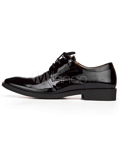 Black  White Mens Dress Shoes on Black Cowhide And Pigskin Patent Leather Pointed Toe Mens Dress Shoes