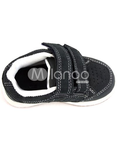 Baseball Shoes Kids on Quality Black Nubuck Leather Elcro Kids Sports Shoes Milanoo Com