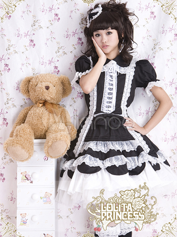 Black Lace Dress Sleeves on Milanoo Cotton Red And White Front Tie Sweet Lolita Dress Review