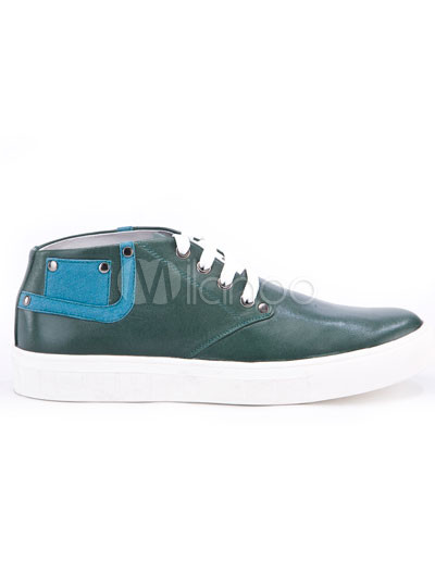 Wide Width Shoes on Olive Green Cow Leather Lace Up Casual Shoes For Men Milanoo Com