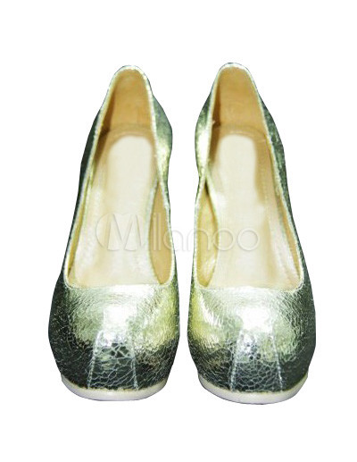Women Clothing  Shoes on Light Gold 5 1 2   Heel Sheepskin Womens Fashion Shoes   Milanoo Com