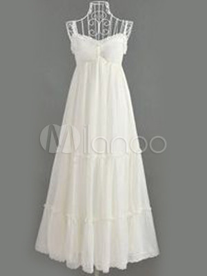 Maxi Dress Sale on White Chiffon Spaghetti Womens Sandbeach Maxi Dress Milanoo Com