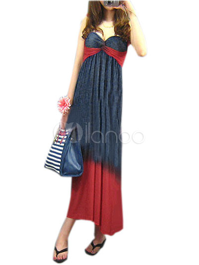 Pretty Blue Polyester V-neck Womens Maxi Dress Pretty Blue Polyester V-neck Womens Maxi Dress