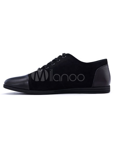 Mens Casual Dress Shoes on Trendy Black Cow Leather Casual Shoes For Men Milanoo Com