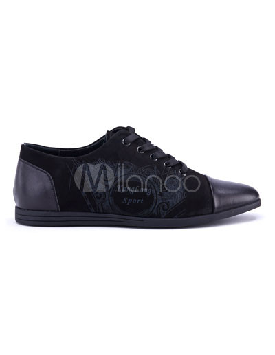 Wide Width Shoes   on Trendy Black Cow Leather Casual Shoes For Men   Milanoo Com