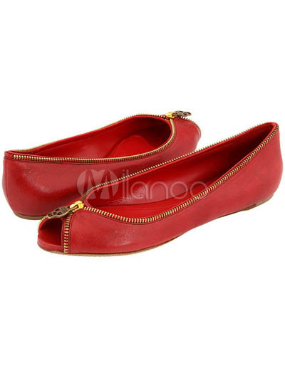 Womens Patent Leather Shoes on Unique Red Patent Leather Skull Zipper Womens Flat Fashion Shoes