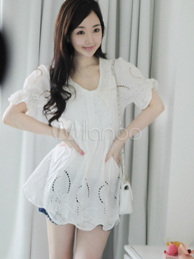 Белый хлопок 100% вышитые