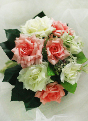 25 18cm Best Red Yellow Silk Cloth TenPiece Wedding Bridal Bouquets