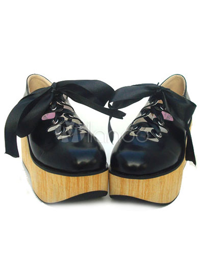 Pretty High Heel Shoes on Beautiful Black 3 1 5 High Heel Pu Lolita Shoes Milanoo Com