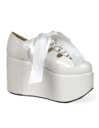 Pretty High Heel Shoes on Beautiful White 3 9 10 High Heel Pu Lolita Shoes Milanoo Com