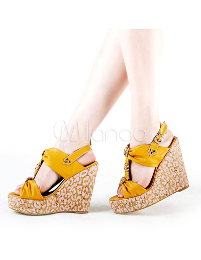 Yellow High Heels on Belleza Amarillo 4 3   4    Pu Sandalias De Tac  N De Cu  A Para