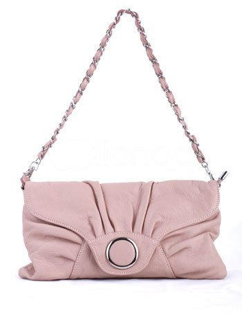 Pink Cowhide Polyester30*3*15cm Shoulder Bags For Women