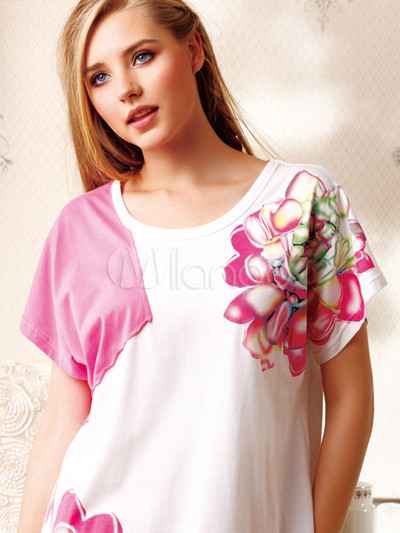 Sweet Cotton Short Sleeves House Dress For Woman<br />
