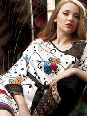 Sweet White Silk House Dress For Woman<br />
