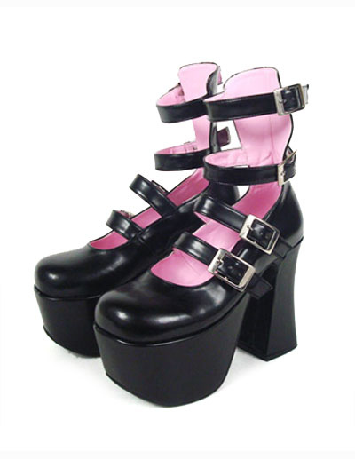 Comfortable High Heel Shoes Women on Comfortable Black 5 1 10 High Heel Platform Pu Womens Lolita Shoes