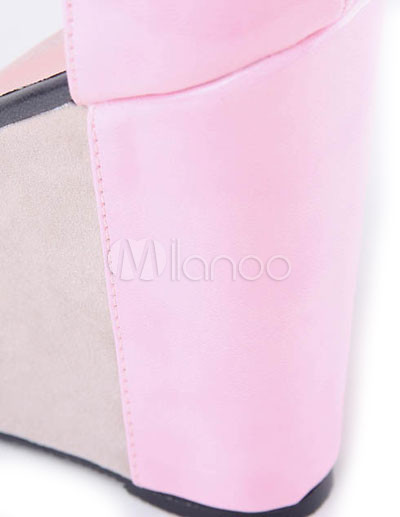 Pink Sandals Women on Pink 4 3 4 High Heel 1 3 5 Platform Wedge Ankle Straps Suede