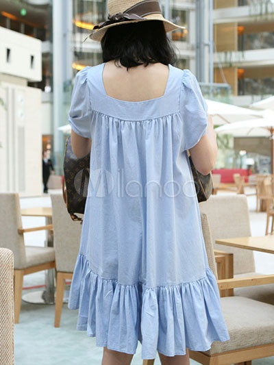 Maternity Summer Clothes on Light Blue Knitting Cotton Summer Maternity Dress   Milanoo Com