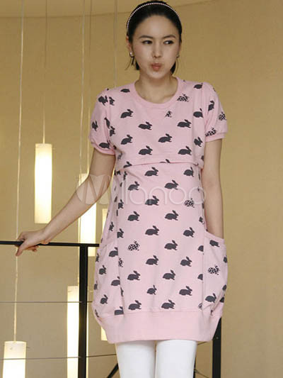 Cute Pink Rabbit 100 % Baumwolle weich Mutterschaft Tee Cute Pink Rabbit 100 % Baumwolle weich Mutterschaft Tee