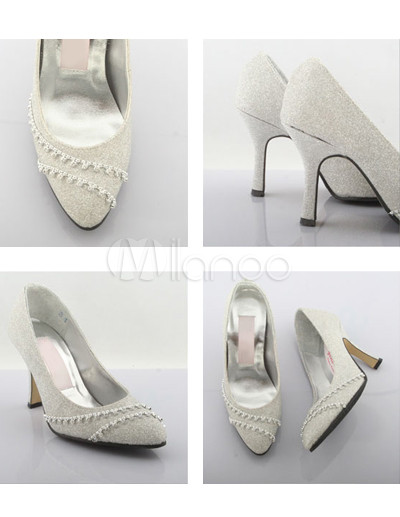Sparkle Wedding Shoes on Elegante Escarcha De Plata De 3 1   5    Zapatos De Tac  N Alto De La