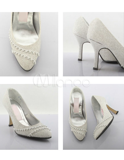 Sparkle Wedding Shoes on Elegante Escarcha De Plata De 3 1 5 Zapatos De Tac N Alto De La