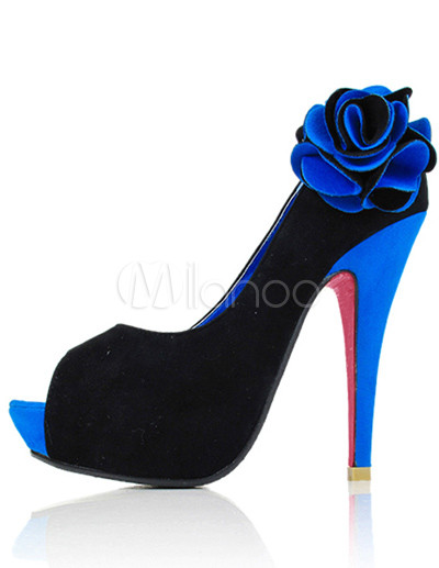 Heel Peep  Shoes on High Heel Platform Peep Toe Applique Fashion Shoes   Milanoo Com