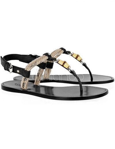 Fashion Footwear Shoes on Black Cowhide Metallic Fashion Sandals Milanoo Com