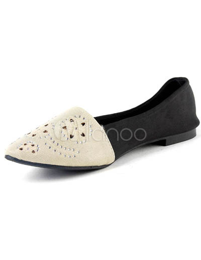 Burgundy Flat Shoes on Black Pu Satin Pointed Toe Ladies Fashion Flat Shoes   Milanoo Com