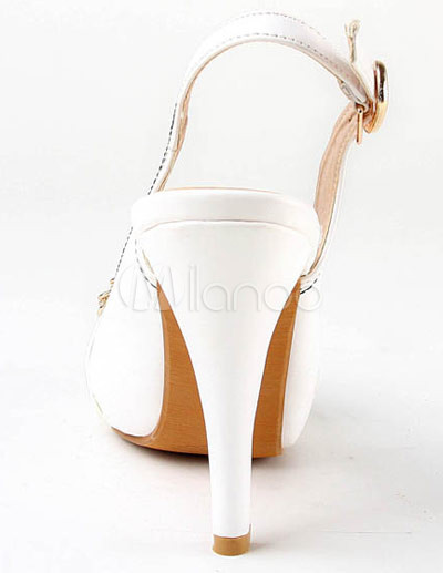White Fashion Boots on Tac  N 1 1   5    Plataforma Blanca Sling Volver Pu