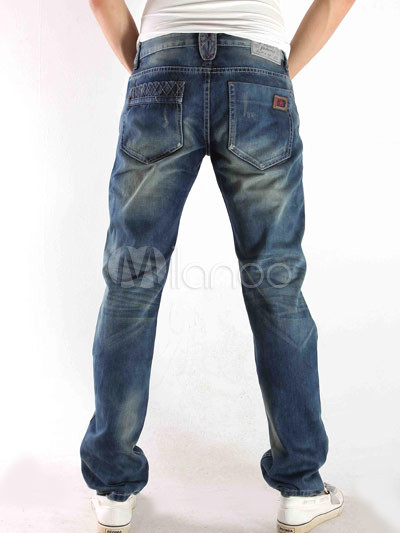  Fashion  on Fashional Blue 98  Cotton 2  Fiber Jeans For Men   Milanoo Com