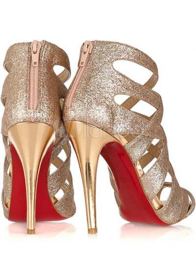 Fashion High Heels Women on High Heel Luz Dorada De La Mujer Zapatos Milanoo Com