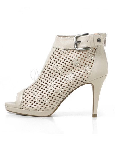 3 1/5'' High Heel Elegant White Womens Peep Toe Shoes