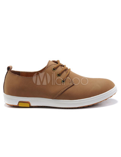 Casual Mens Fashion Shoes on Vaboose Com   Fashional Tan Cowhide Lace Up Casual Shoes For Men