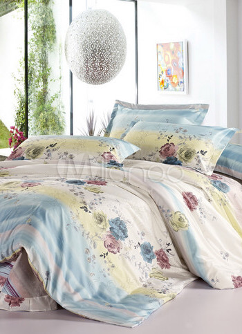 Popular Multicolored 100% Cotton Satin Bedding Set