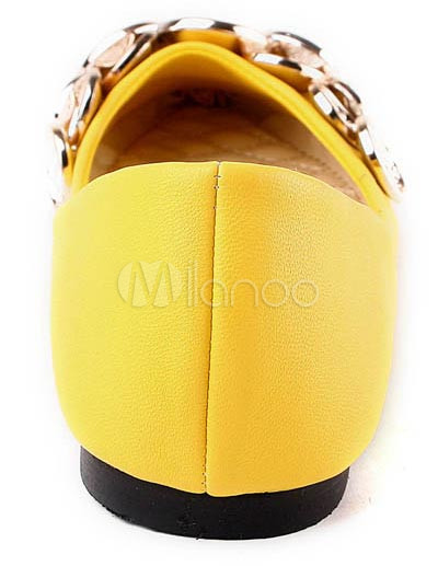 Womens Flat on Fashion Yellow Pu Womens Flat Shoes   Milanoo Com
