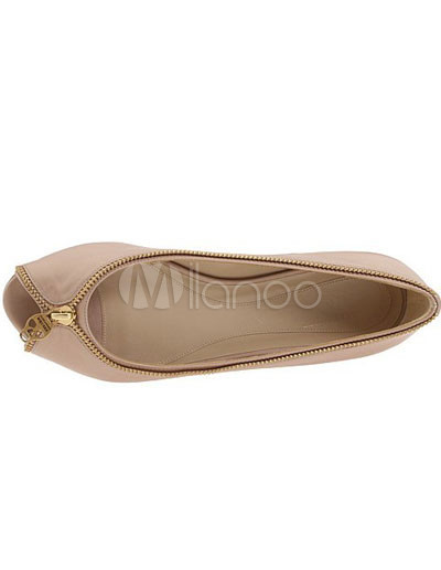 Shoes on Apricot Sheepskin Peep Toe Skull Flat Fashion Shoes Milanoo Com