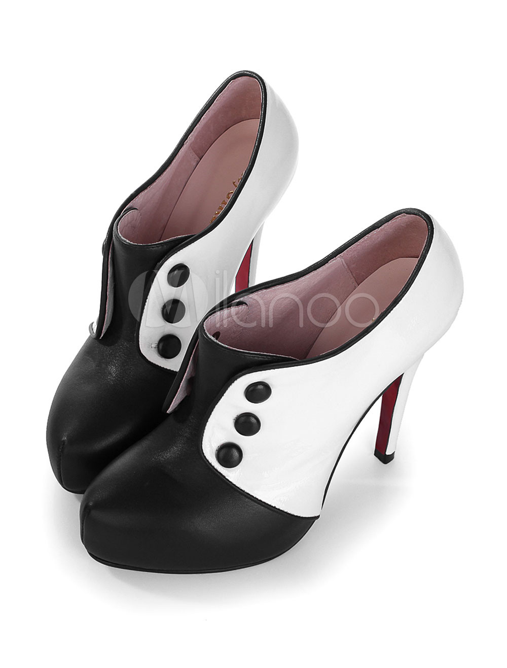 black and white high heel boots