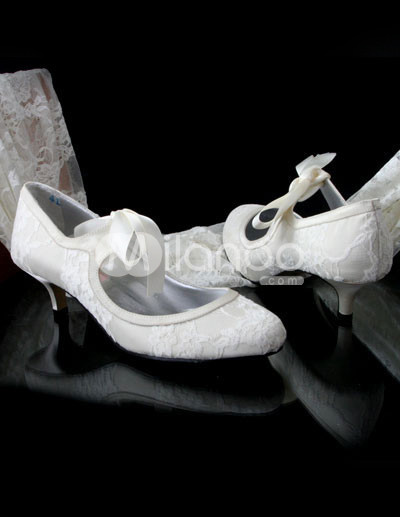 Ivory Lace Shoes on Fantastic Ivory Lace 2 High Heel Womens Wedding Shoes Milanoo Com