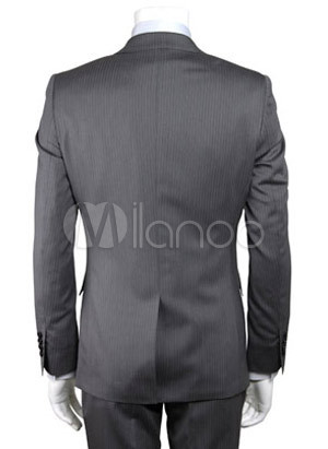 Good Quality Gray Single Breasted DoubleButton Wool Polyester Groom Wedding