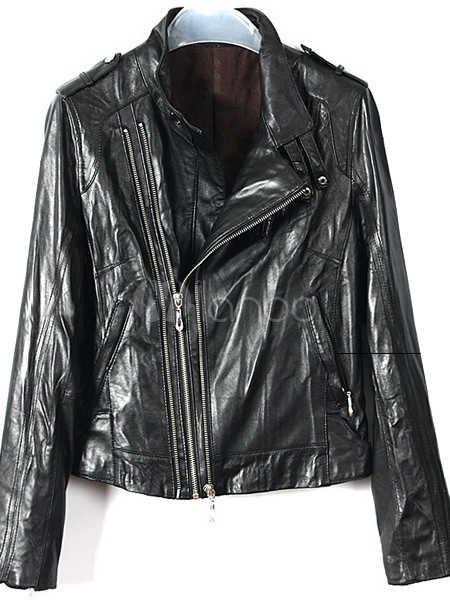 Cool Black Zip Sheepskin Womens Leather Jacket