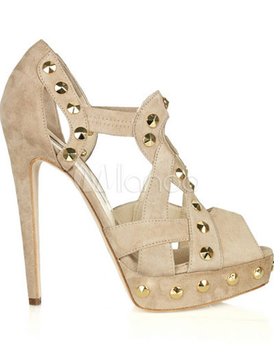 Style Fashion on Apricot Suede 4 7 10    High Heel Platform Fashion Sandals