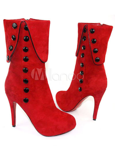  High Heeled Shoes on Red 3   High Heel Beautiful Suede Fashion Shoes   Milanoo Com