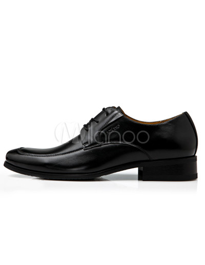 Leather Shoe Laces on Quality Black Lace Up Leather Mens Dress Shoes   Milanoo Com