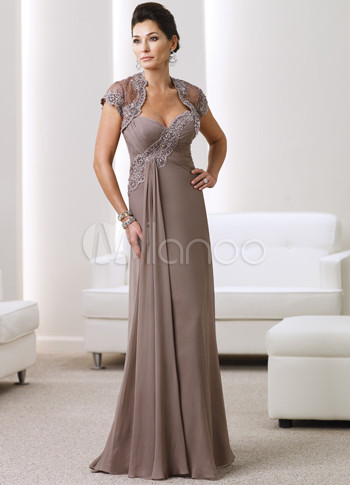 Fancy Brown Chiffon Sweetheart A-Line Mother of The Bride Dress