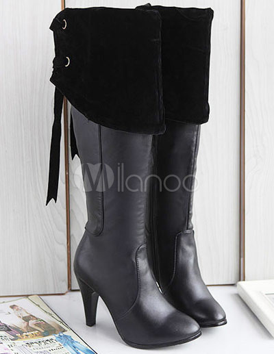 Fashion Riding Boots  Women on Pu Rubber Sole Over The Knee Length Riding Boots   Milanoo Com