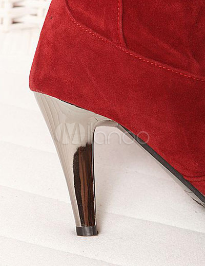 Womens Fashion Boots Knee on Red Back Tie Coral Fleece Women S Over The Knee Boots Milanoo Com