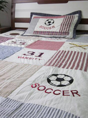 Soccer Pattern Multicolor Cotton Handmade Quilt