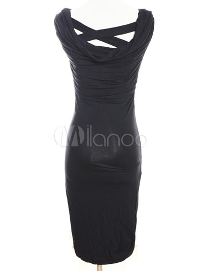 Club Dress on Slim Black Silk Wadding Backless Club Bodycon Dress Milanoo Com