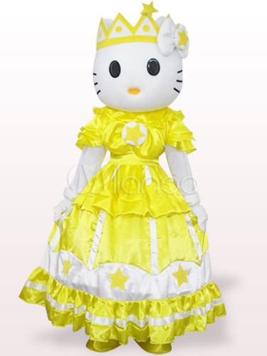 Female Hello Kitty in Wedding Dress Adult Mascot Funny Costume