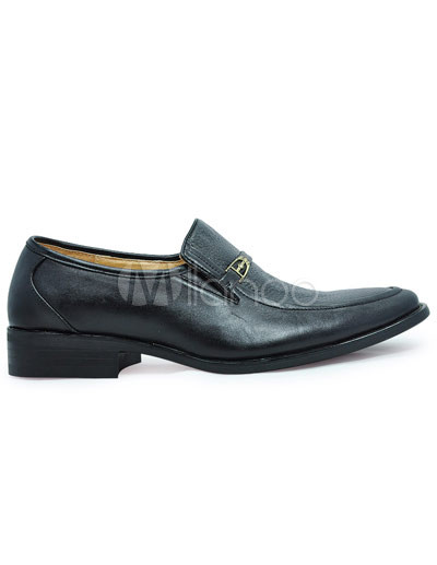 Size Dress Shoes on Official Black Cow Leather Pu Sole Dress Shoes For Men   Milanoo Com