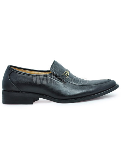 Black Dress Shoes   on Official Black Cow Leather Pu Sole Dress Shoes For Men   Milanoo Com